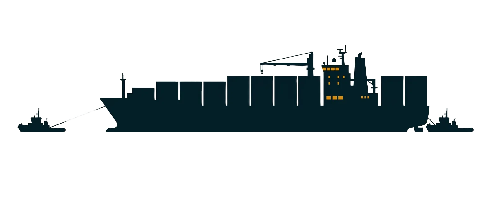 Frachtschiff wird von zwei Schleppern gezogen